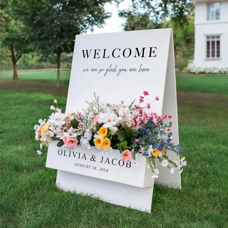 诸喜喜户外婚礼落地木板迎宾牌草坪生日派对求婚布置装饰折叠道具