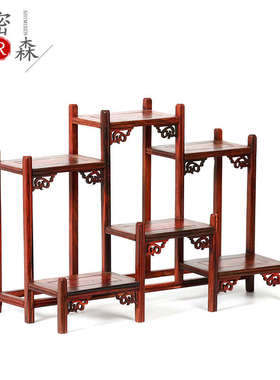 红木小型博古架红色紫砂壶架茶具架子红酸枝实木托架多宝阁架底座