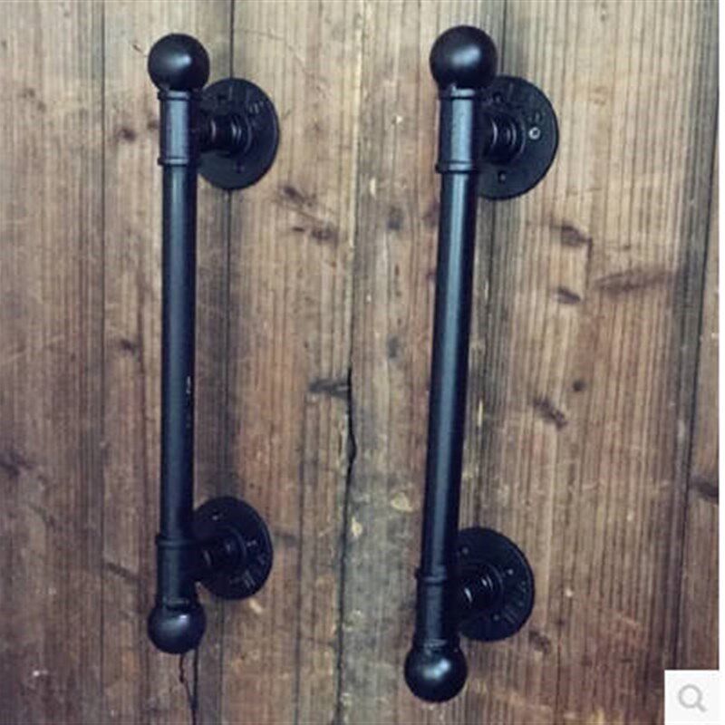 订做中式仿古黑色地弹门淋浴房木质玻璃门推拉门大门大拉手把手