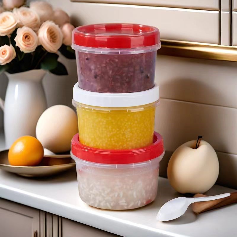 螺旋盖一次性圆形打包碗糖水甜品酸奶杯可加热带盖粥碗食品保鲜盒