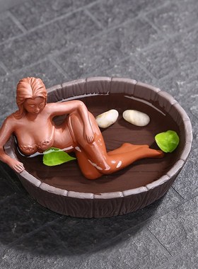 美女戏水家居装饰桌面摆件创意手工客厅办公室茶桌茶室摆设烟灰缸