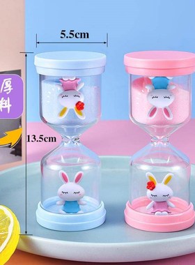 耳兔塑料沙漏计时器儿童防摔刷牙30/60分钟一小时流沙瓶桌面摆件