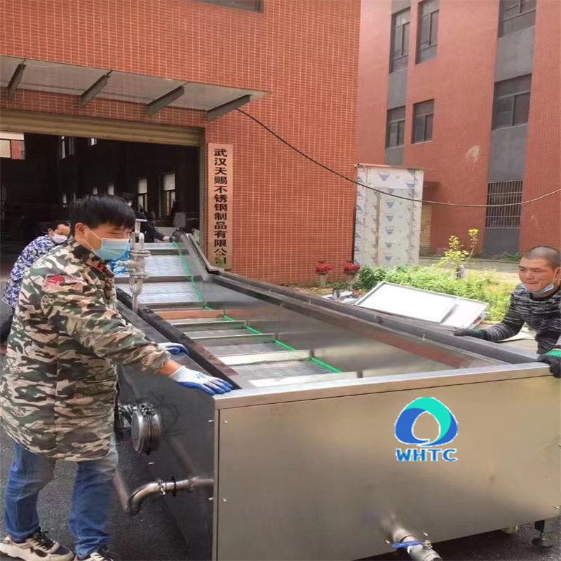 气泡清洗机，网链输送机，龙虾蒸煮机，板链提升机食品级杀菌