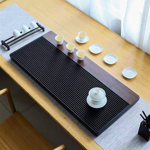 北美胡桃实木茶盘镶嵌电木茶台家用简约干泡客厅茶海办公茶具托盘