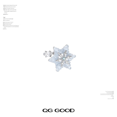 蓝色冰晶雪花戒指女轻奢ins简约