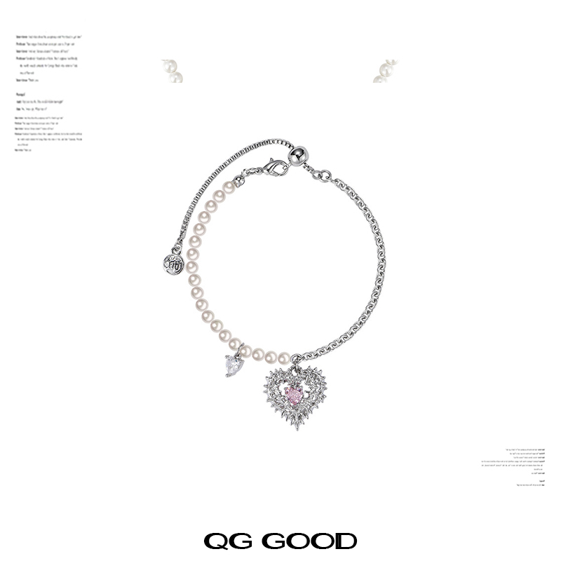 原创设计甜酷风粉荆棘爱心手链轻奢精致时尚潮流高级感手饰女款