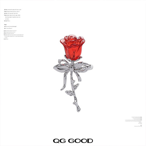 高端玫瑰花开口戒指女个性时尚高级感食指戒甜酷气质可调节手饰品