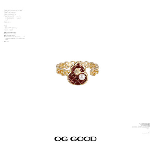 新中式时尚珍珠滴油葫芦戒指