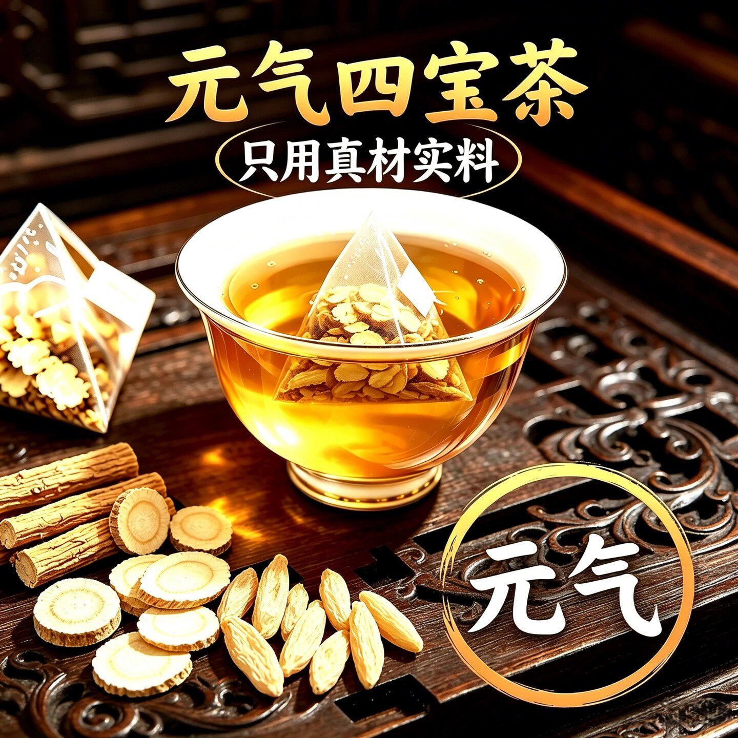 南京同仁堂不打碎元气四宝茶西洋参黄芪麦冬养生体虚气短爱出虚汗