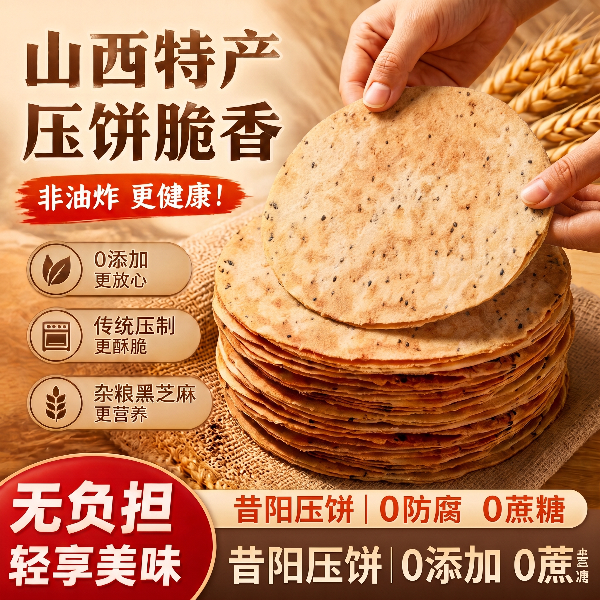 无糖健康食品!山西特产昔阳煎饼