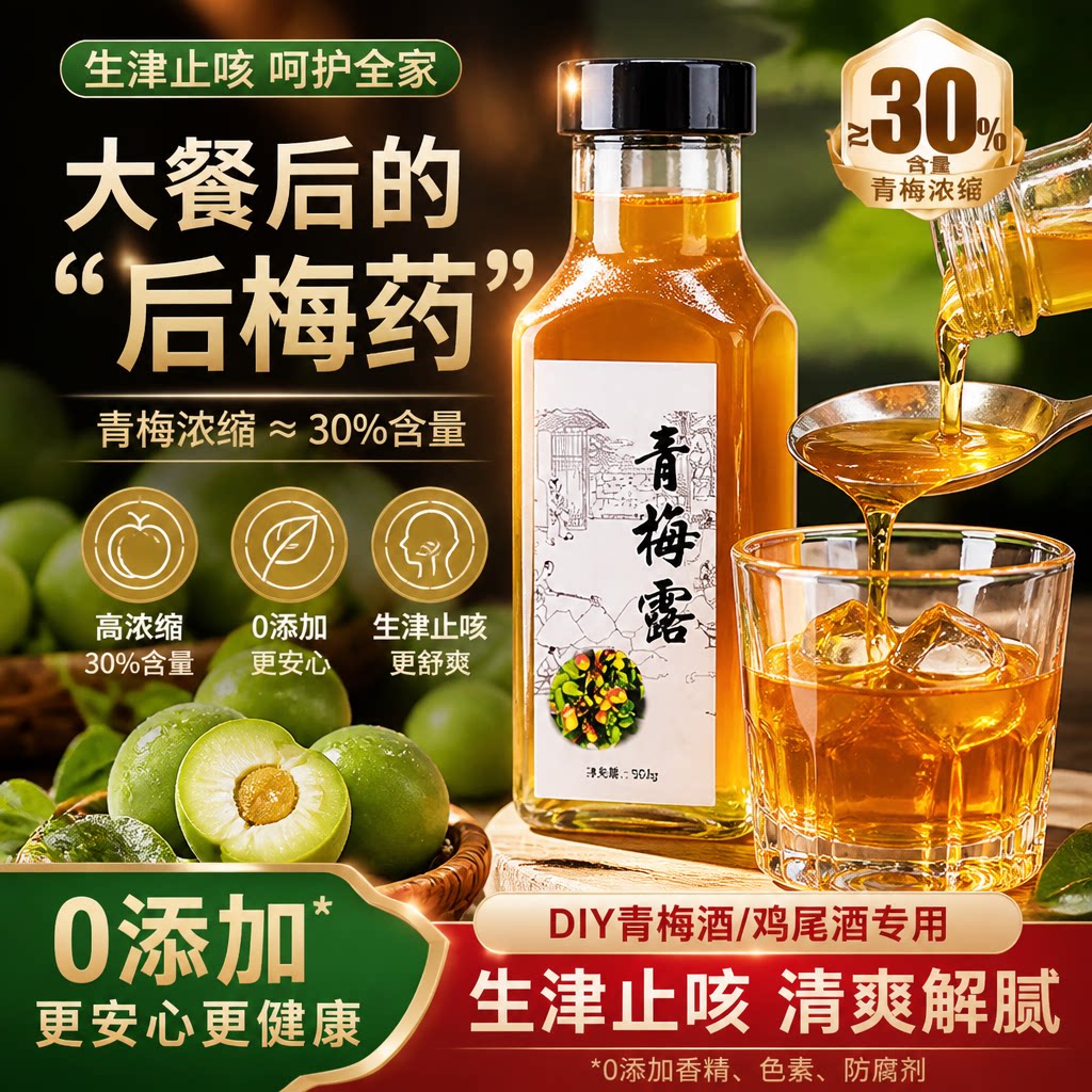 0添加浓缩青梅汁!diy调酒青梅露