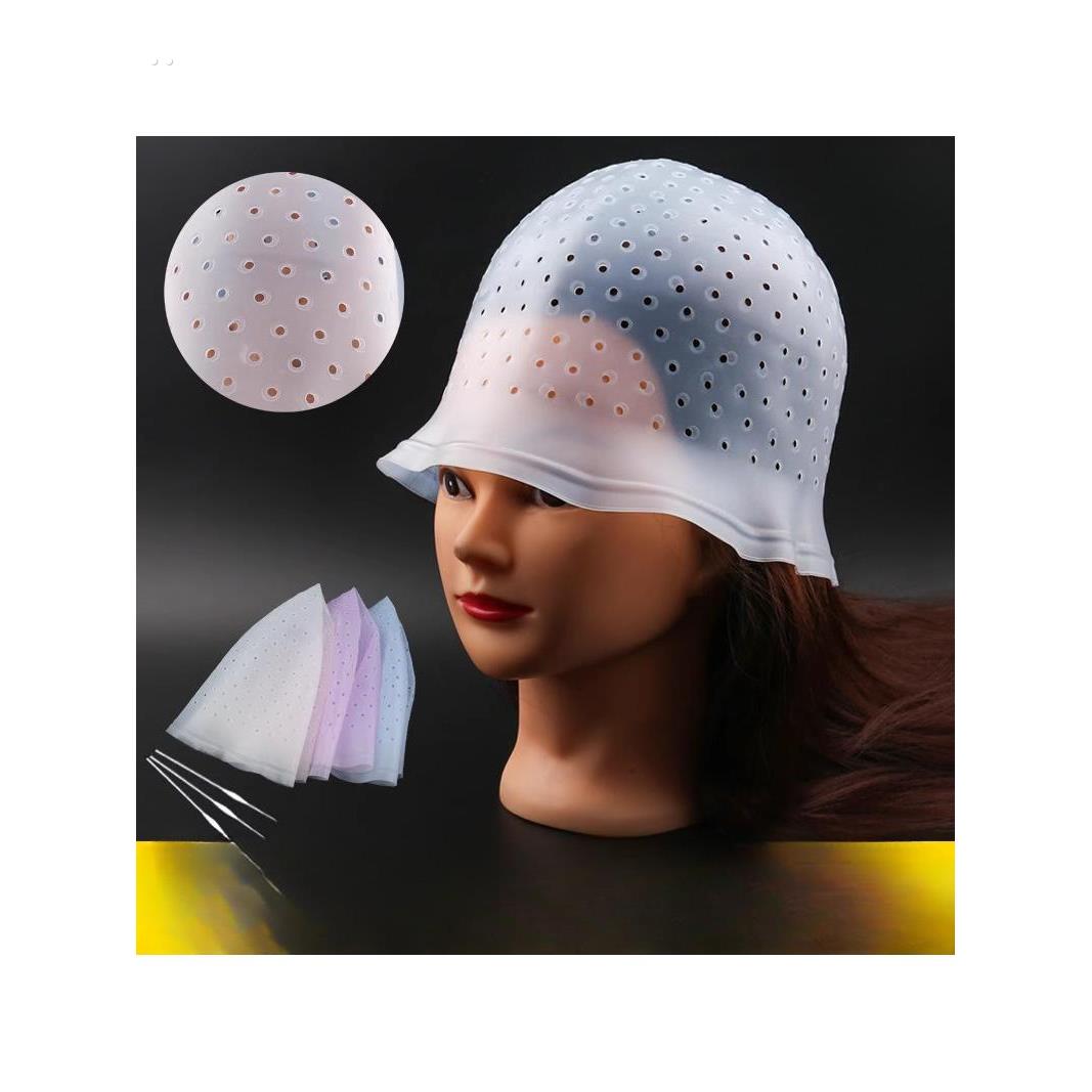 免打孔开孔硅胶挑染帽一字孔圆孔染发帽焗油帽硅胶染发帽挑染美发