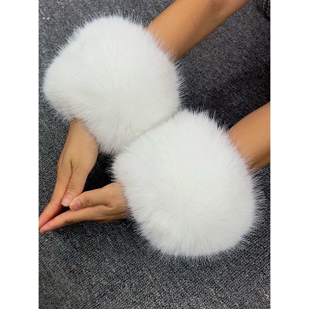 毛毛袖口松紧手环保暖袖套手套彷皮草狐狸毛绒护腕手圈护袖假袖子