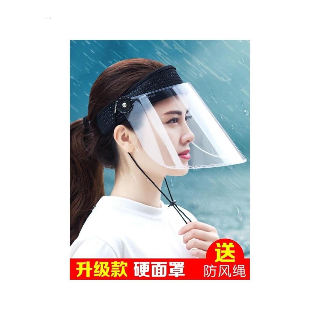 遮雨帽骑电动车防雨防风帽男女护脸透明面罩挡雨帽炒菜做饭防油溅