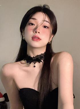 黑领妇女的颈带禁欲蕾丝万圣节配件化妆颈珠宝锁骨炼项炼