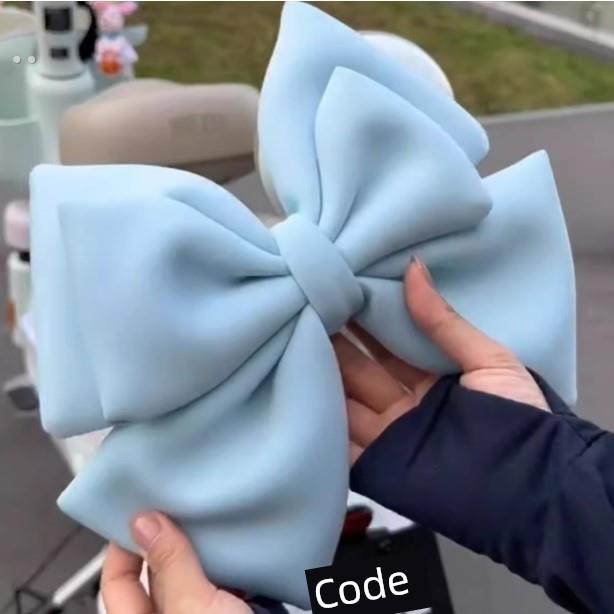 马卡龙色系可爱蝴蝶结电动车装饰小配件尾部后座小摆件小挂件