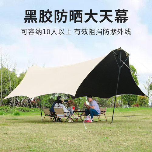 户外Y型天幕网红 野炊户外娱乐黑胶天幕帐篷蝶形露营野营装备