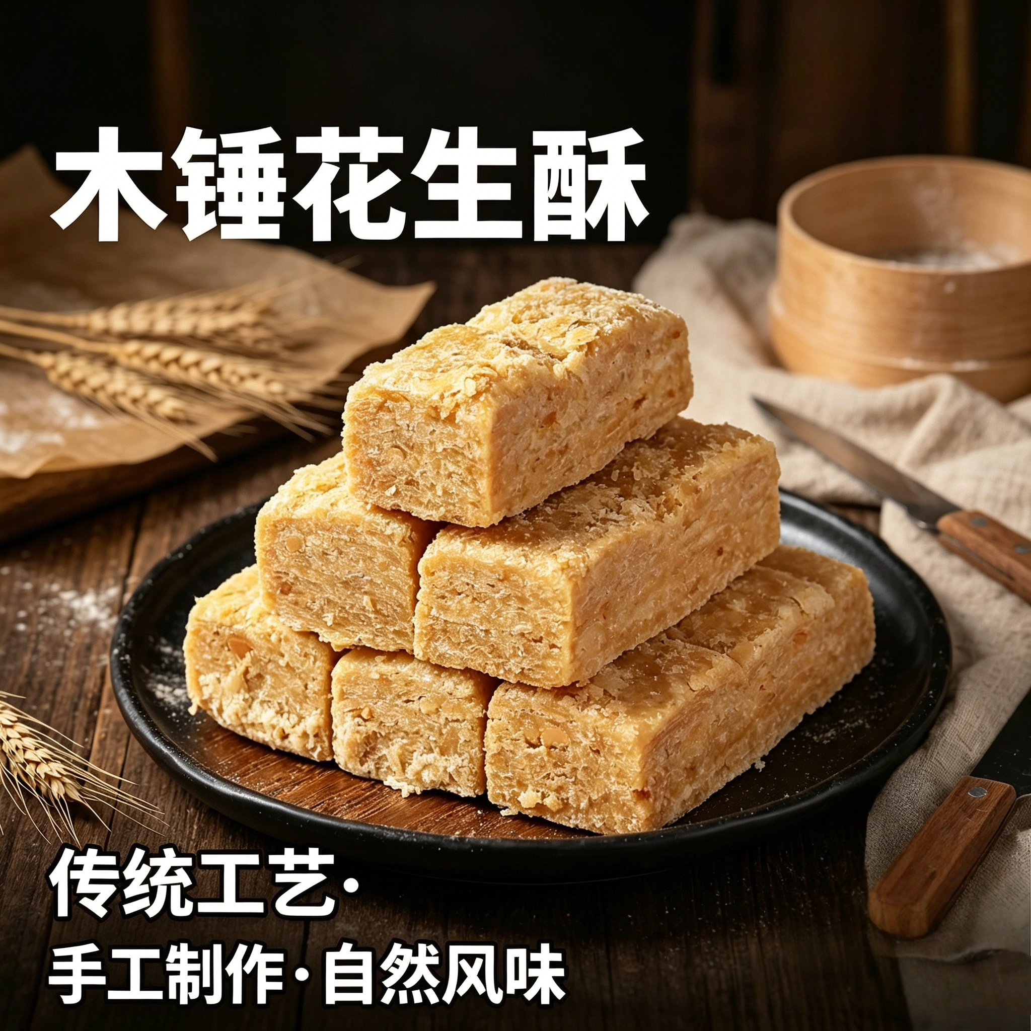 央妈推荐！正宗老式木锤花生酥旗舰店手工制作无糖无添加零食小吃
