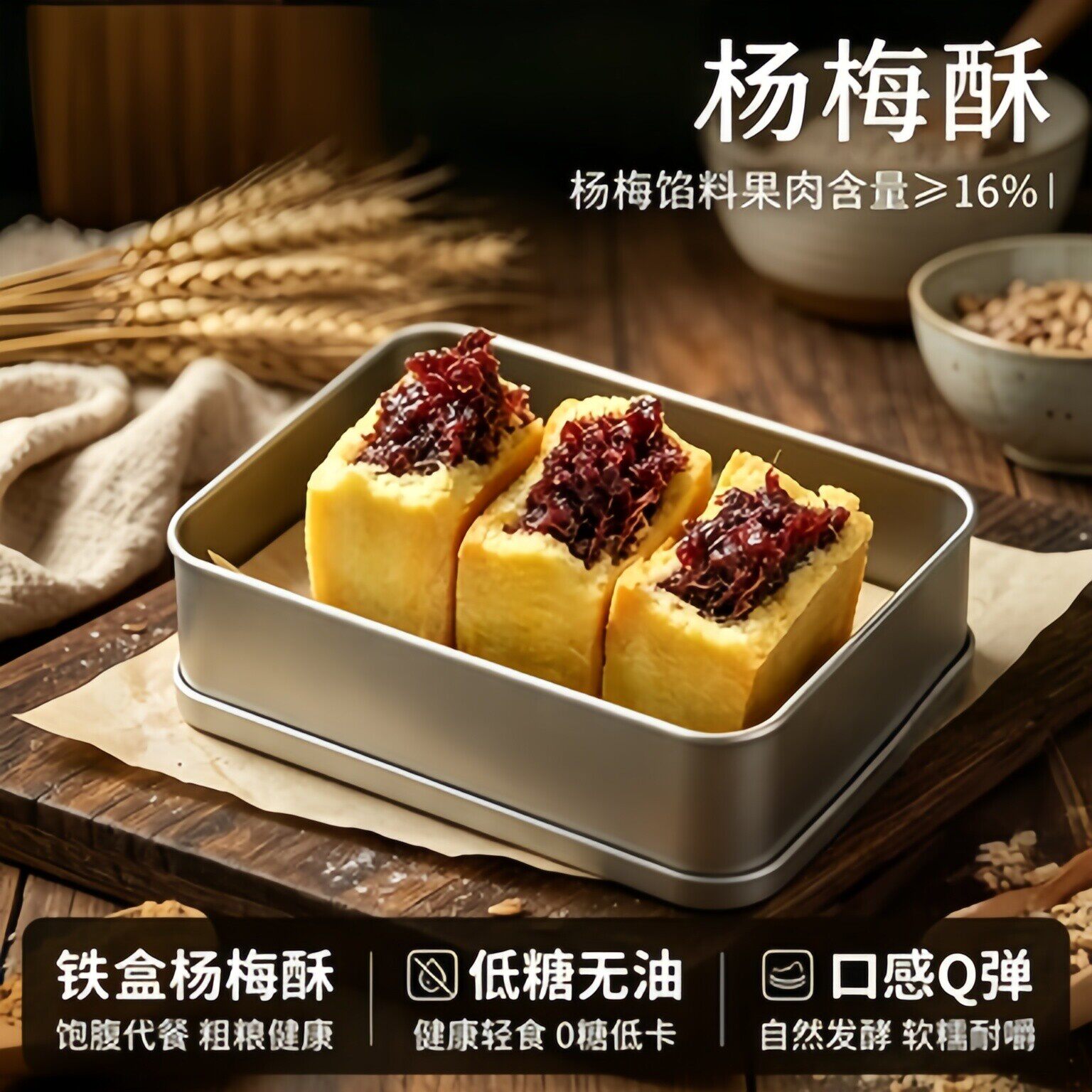 央妈推荐！杨梅酥杭州特产中式糕点心小吃下午茶点凤梨酥铁罐盒装