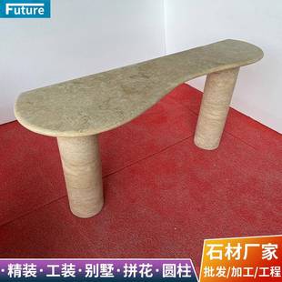 天然大理石台面餐桌一体异形茶台开餐桌茶几面吧台面鞋柜面石材