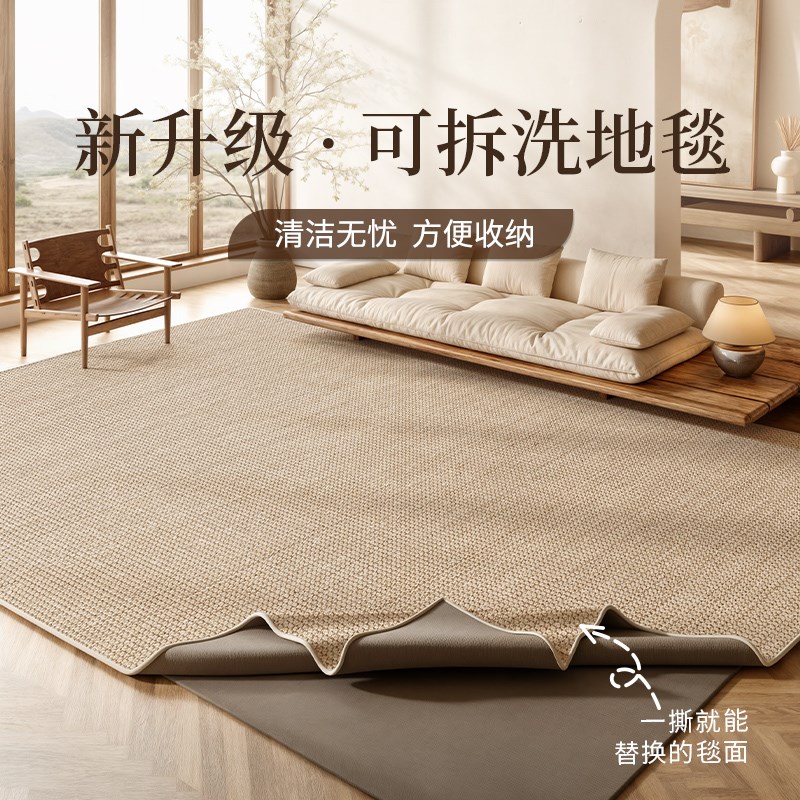 可拆洗地毯客厅2024新款可机洗水洗简约纯色沙发茶几卧室家用地垫
