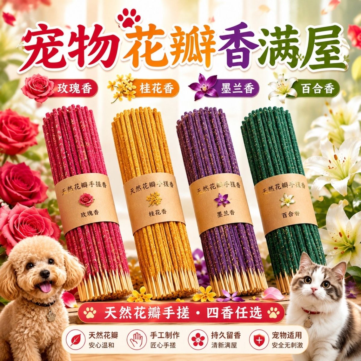 宠物天然百合花花瓣香熏