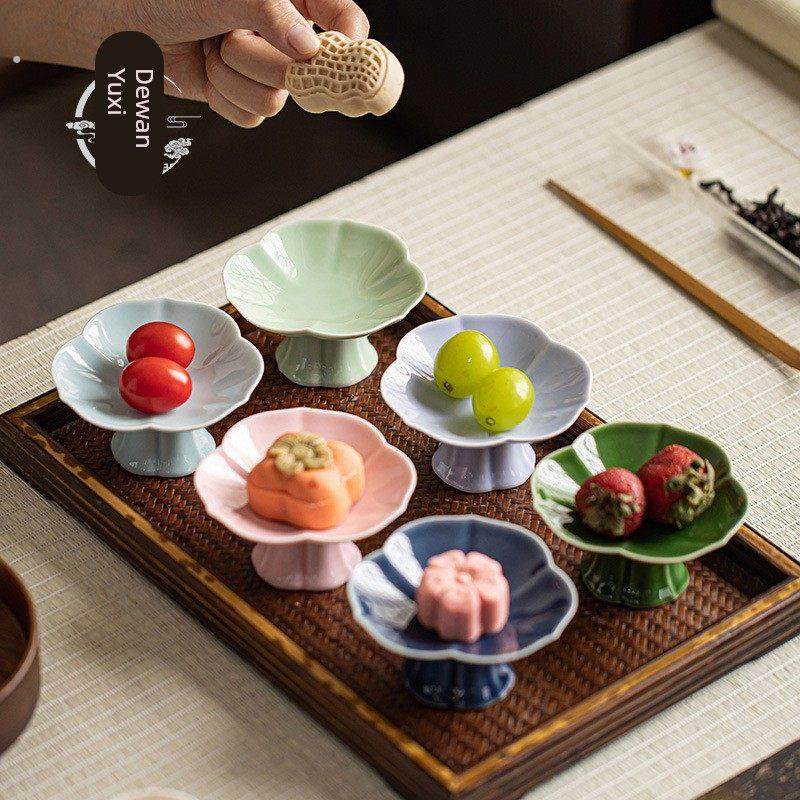 日式覆古中式高足小号精致茶点盘陶瓷简约高脚点心盘家用干果碟,餐饮具,果盆/果盘/果篮,淘宝优惠券,粉丝福利购,淘宝优惠卷