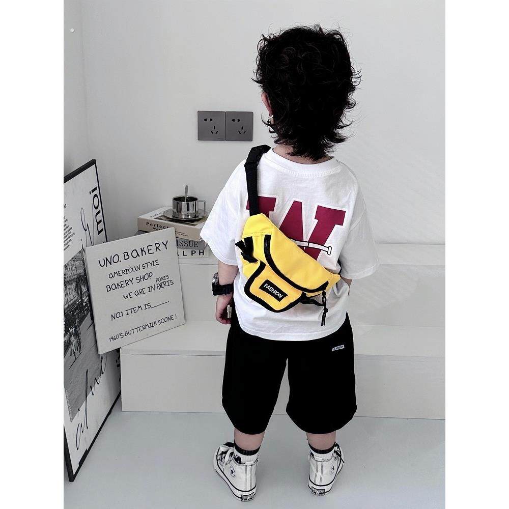 儿童包包男童潮酷单肩斜挎包帅气小童腰包男孩外出小挎包胸包潮童