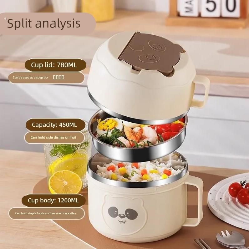 316不锈钢快餐杯泡面碗带盖子大号学生便当盒上班族宿舍碗筷成人