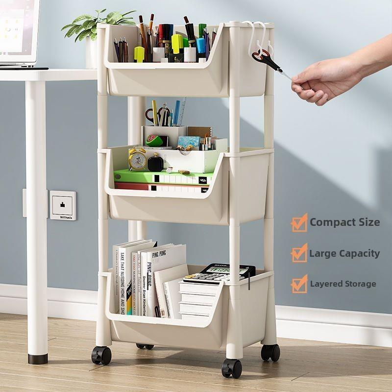 移动式书架收纳架落地式多层轮式客厅卧室宿舍儿童小书柜手推车收