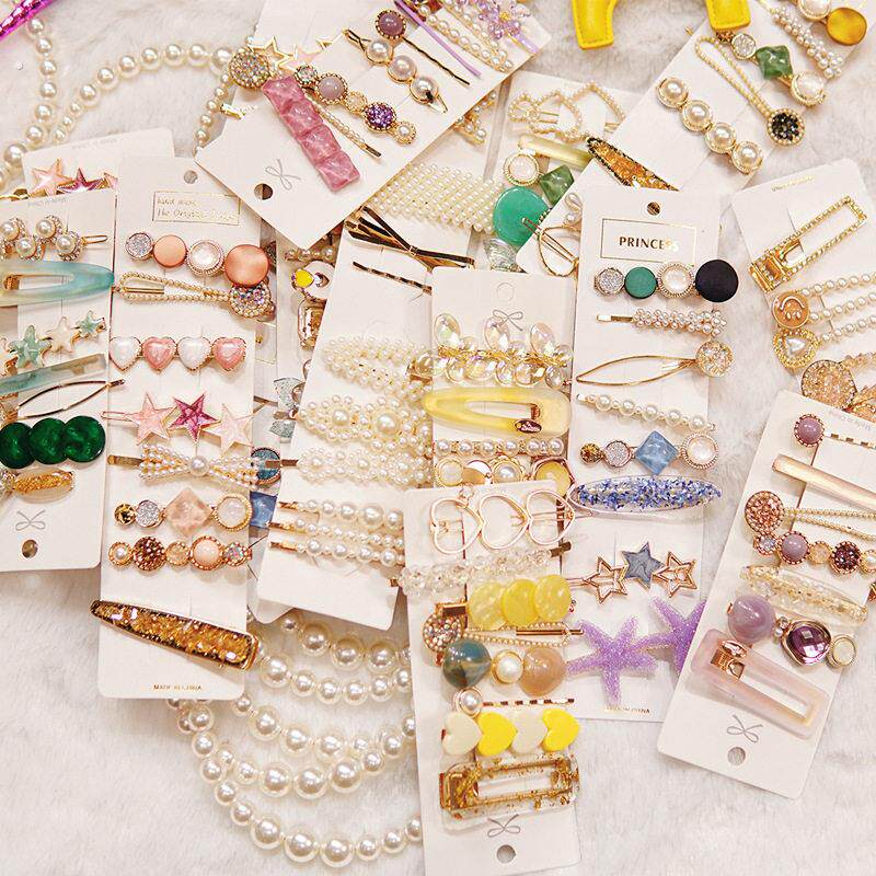 新款水钻珍珠发夹套装小清新小女孩边夹发饰网红儿童头饰发夹饰品