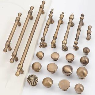 黄铜古铜色拉手美式复古柜门衣柜家具门把手法式橱柜抽屉拉手