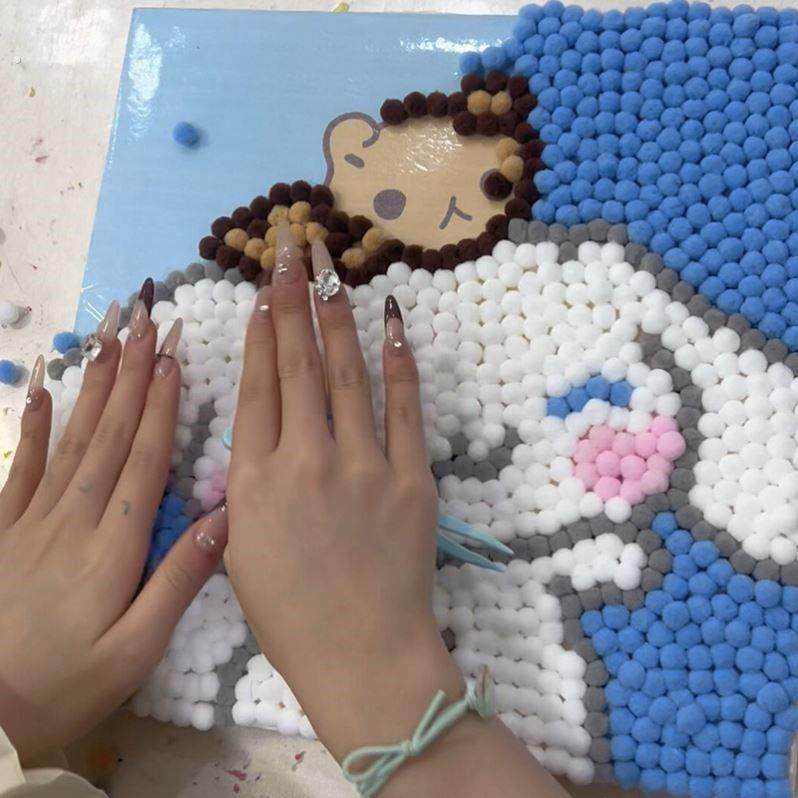 玉桂狗毛球画儿童手工制作材料包粘贴画贴纸2024新款儿童玩具,家居饰品,DIY/数字油画,淘宝优惠券,粉丝福利购,淘宝优惠卷