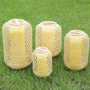 竹编灯笼吊灯竹艺中国风中式火锅店户外老街仿羊皮纸日式仿古灯罩