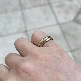 小众独特戒指小众设计三环三色戒指尾戒女小指超小号尺寸设计师独