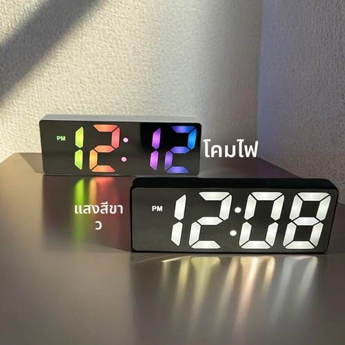 简约大数字电子时钟客厅电视柜台钟夜光静音LED闹钟表万年历温度