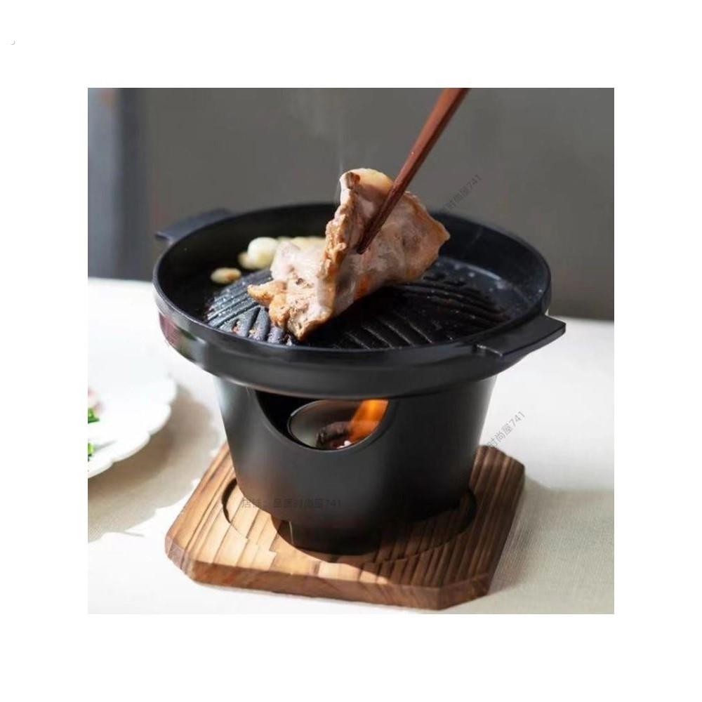 韩国爆款不沾烤肉锅一人食多功能迷你烧烤炉家用酒精烤盘户外便携
