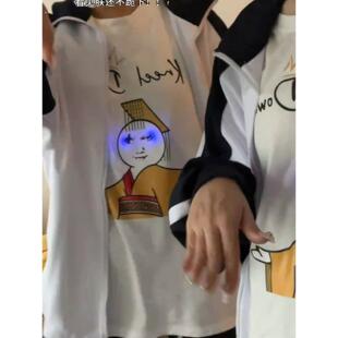 设计感小众女搞怪个性 龙图衣服发光短袖 夏季 爆款 t恤男 女2024新款