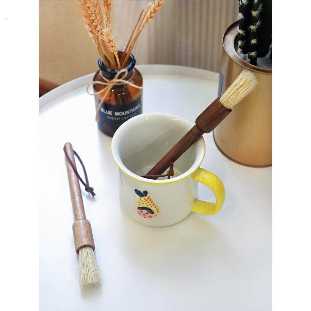 咖啡磨豆机清洁刷家用黑胡桃木清理刷磨粉器猪鬃毛刷咖啡店吧台刷