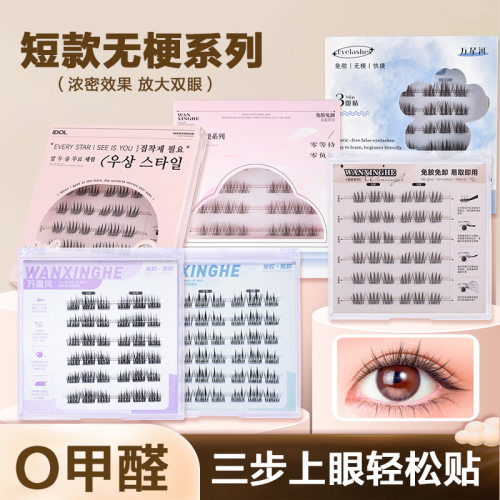 万星河9mm短款无梗免胶假睫毛蒲公英双尖太阳花韩系女团爱豆单簇