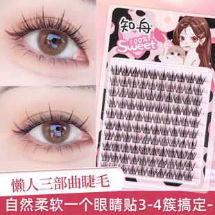 知舟大容量懒人三部曲假睫毛自然仿真浓密上镜款涂胶水款单簇新手