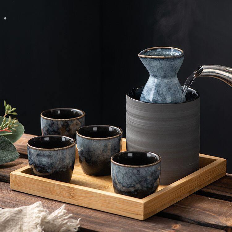 黄酒清酒酒具陶瓷白酒分酒器烧酒杯古风酒盅温酒器清酒杯套装日式