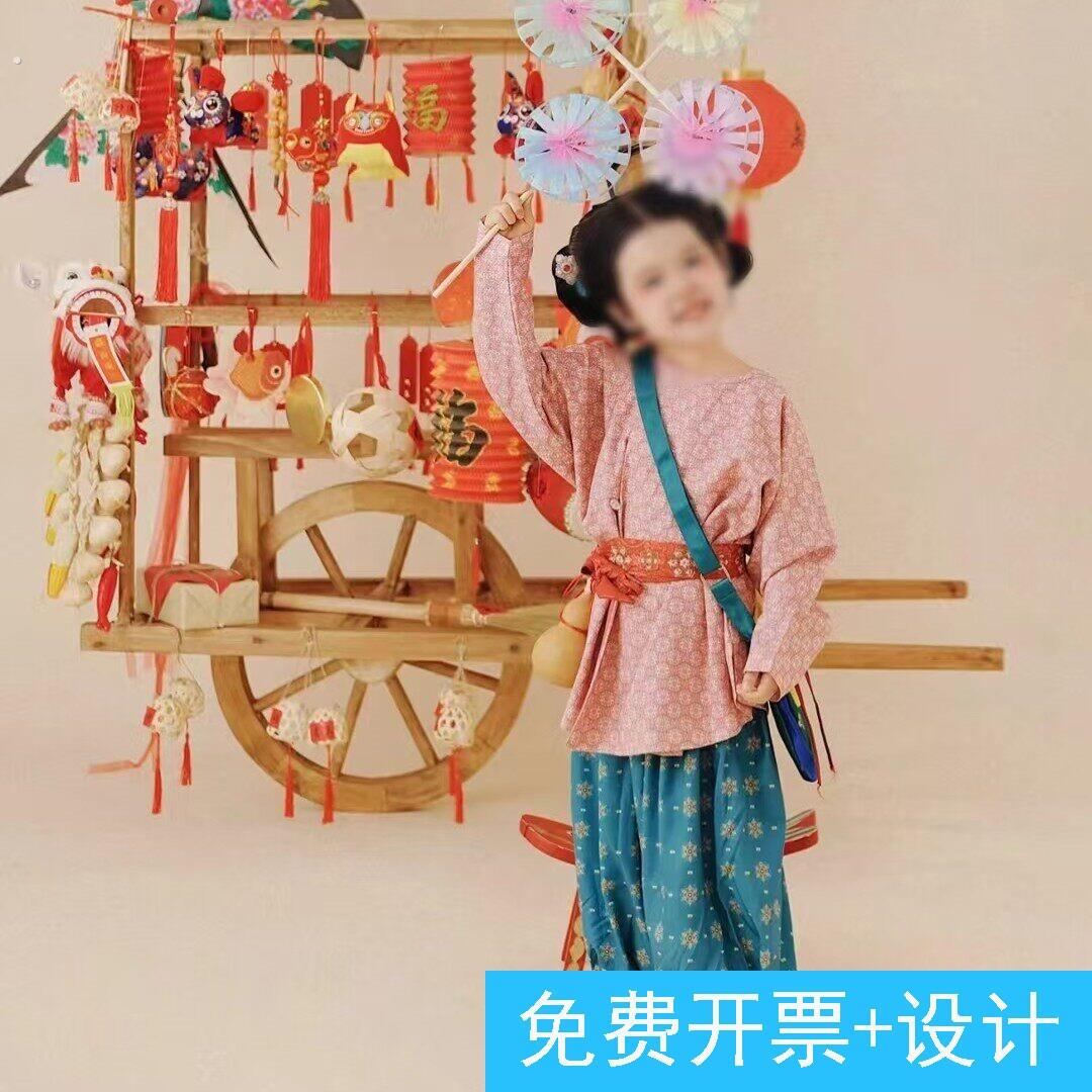 户外古风市集布置2026传统民俗卖货郎车环创庙会集市独轮车小推车
