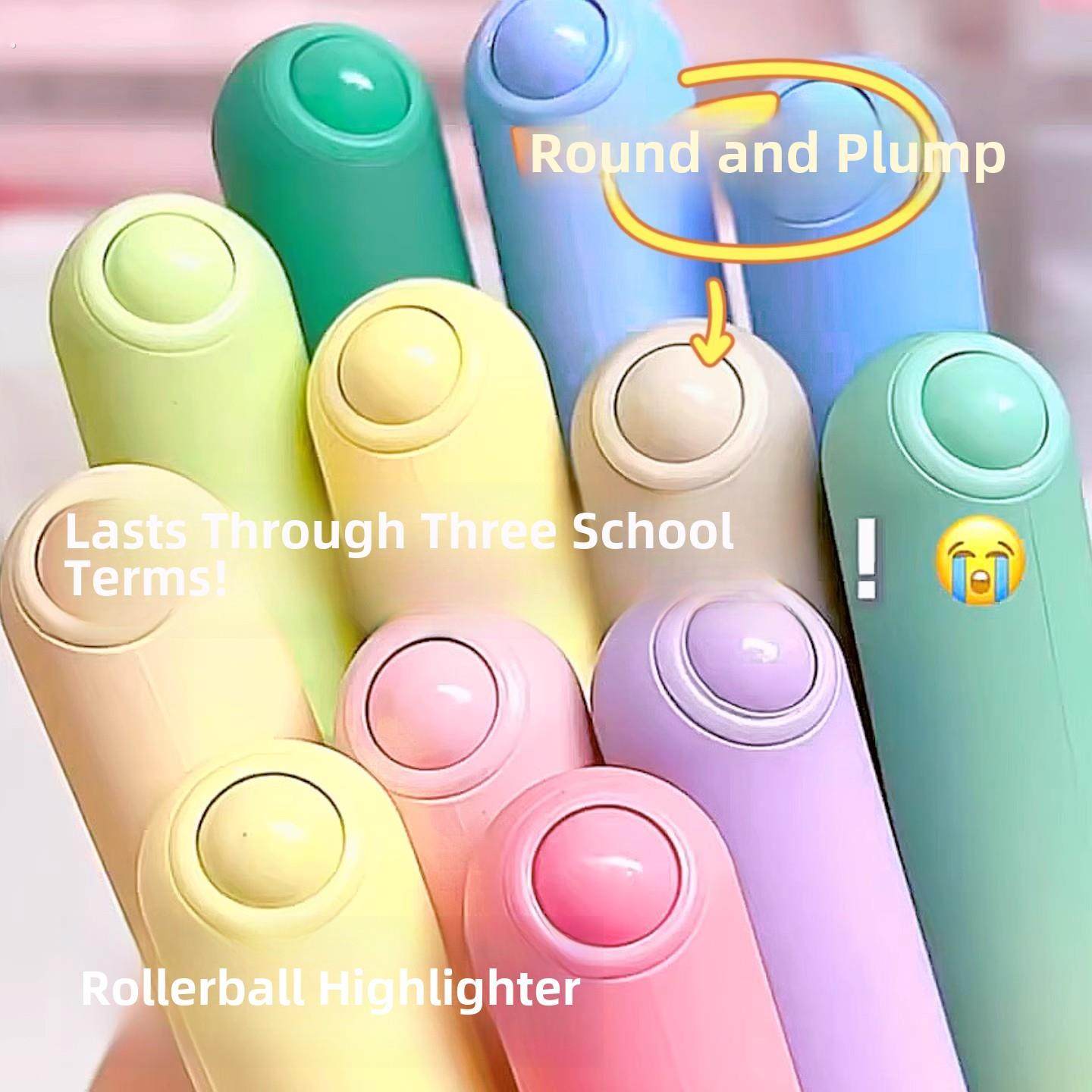 圆形梯度高光笔软头标记减压旋转笔标记笔学生记笔记浅色系列