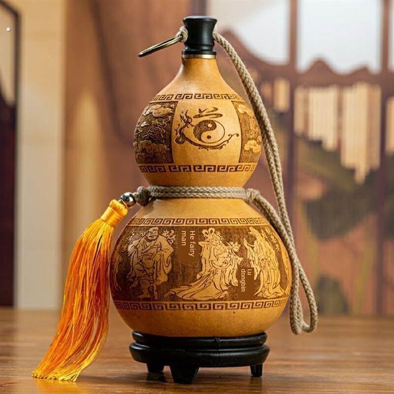 天然酒葫芦彷古装酒水容器彷古摆件济公李白户外携带蜂蜡防渗酒壶