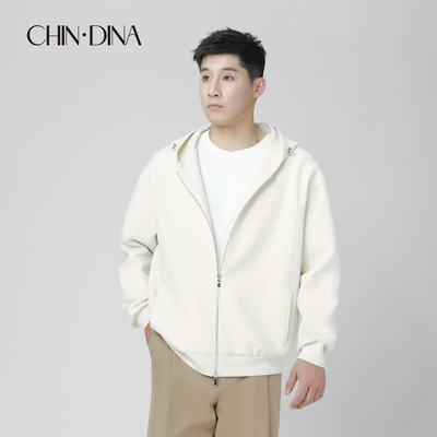 重磅连帽卫衣开衫男款2025秋冬新款宽松双向拉链加厚保暖针织外套