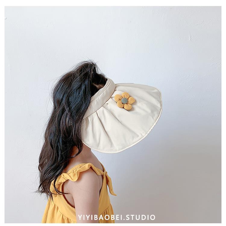 儿童防晒帽子男女童夏季空顶贝壳帽宝宝薄款大檐亲子太阳帽