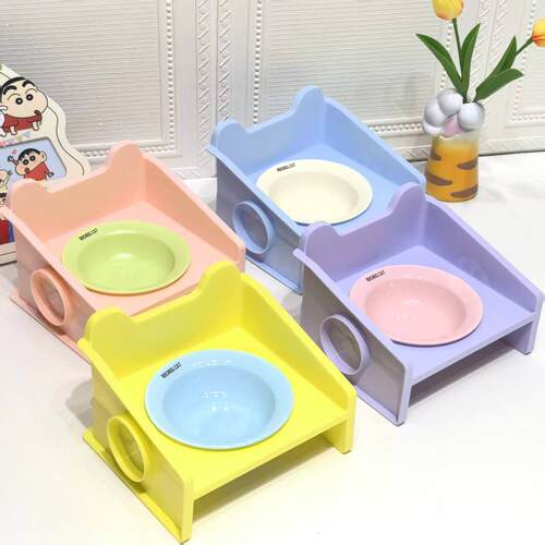 新款方块猫碗架餐桌可拼接狗碗猫食盆陶瓷宠物碗水碗粮防漏食护颈