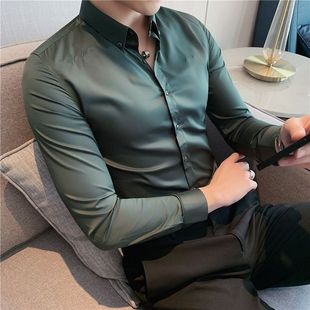男長袖 高級感刺繡襯衫 新款 痞帥商務襯衣 修身 正裝 免燙抗皺韓版 春季