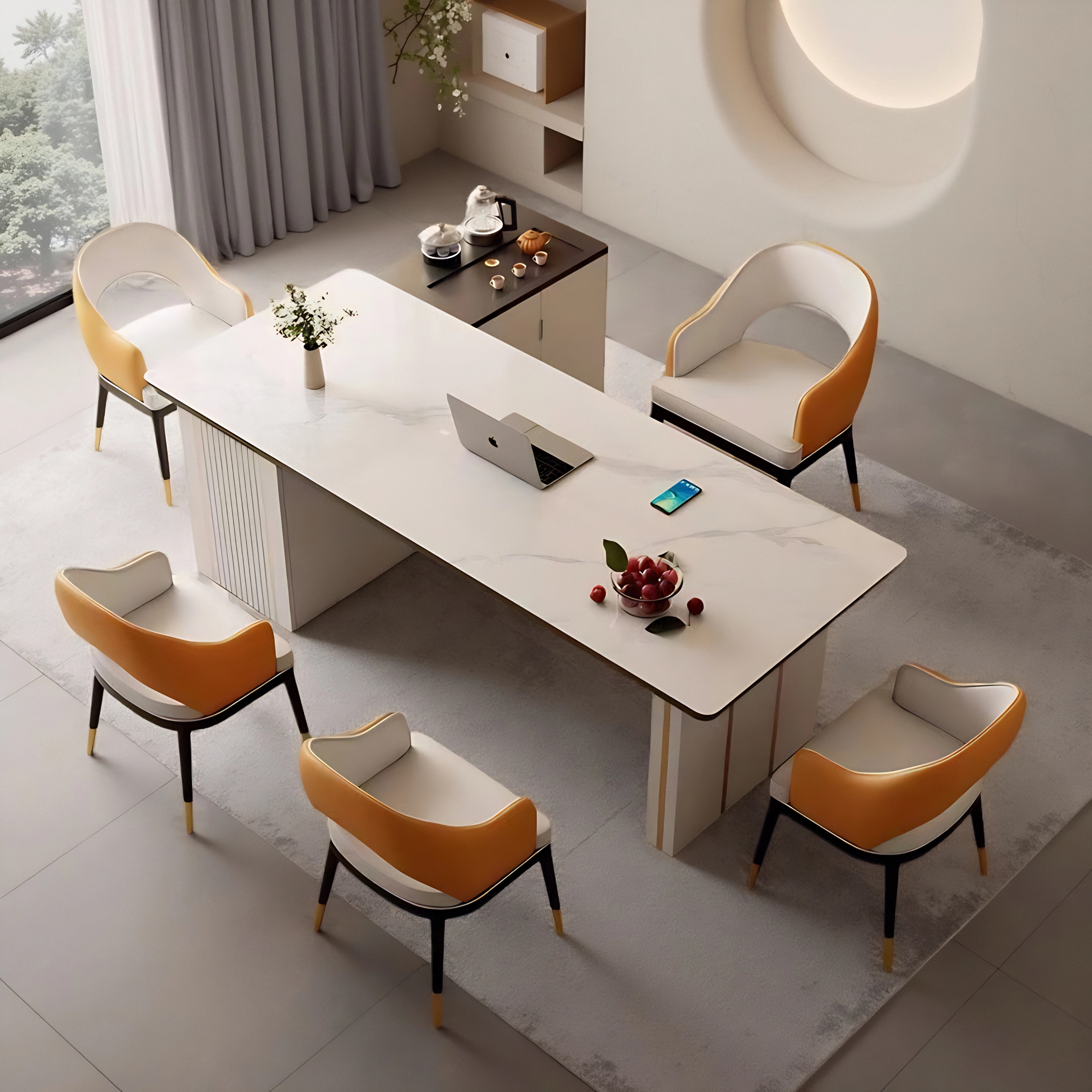 简约现代岩板茶桌椅组合办公室茶桌一体一整套轻奢茶台两件式岛台